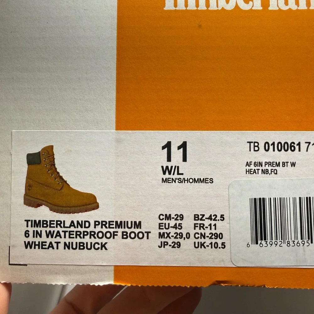 Timberland Men's Classic 6" Padded Waterproof Wheat Nubuck Leather Boot-Size 11W - Picture 9 of 9